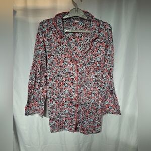 Secret Treasures Floral Button Down Pajama  Shirt - Black, Pink, White